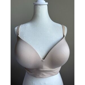 Dobreva Size 40DD Nude Beige Smooth Padded Plunge Longline Wireless T-Shirt Bra‎